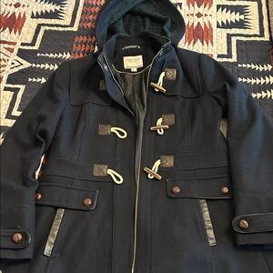 Nautica Dark Blue Hooded Toggle Jacket